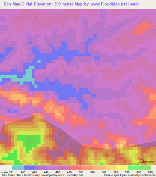 Ban Mae-O Nai,Thailand Elevation Map