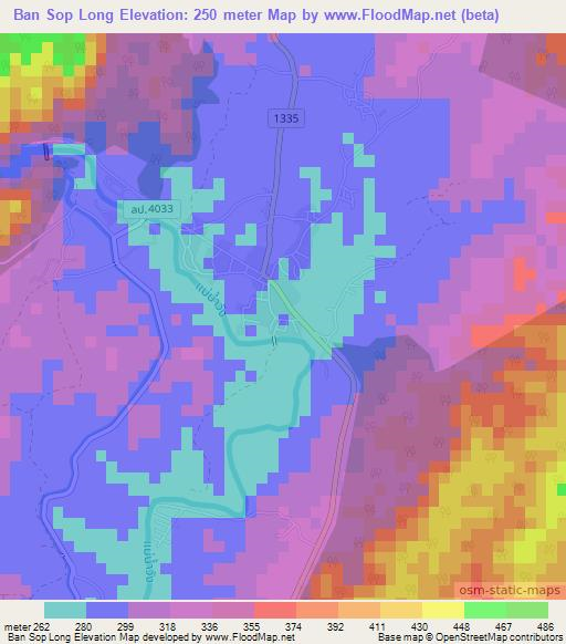 Ban Sop Long,Thailand Elevation Map