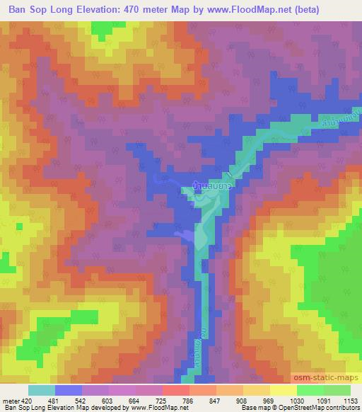 Ban Sop Long,Thailand Elevation Map