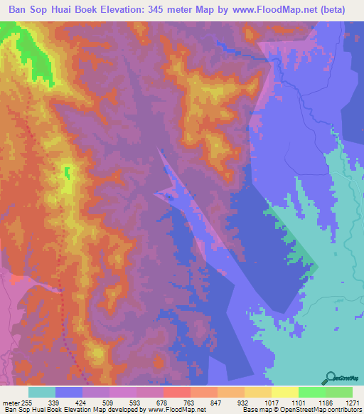 Ban Sop Huai Boek,Thailand Elevation Map