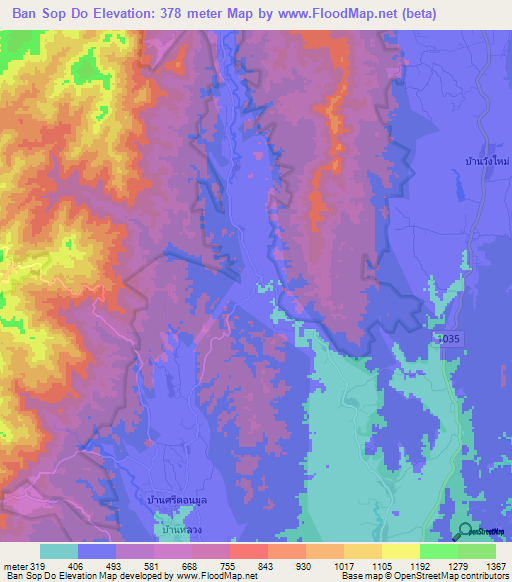 Ban Sop Do,Thailand Elevation Map