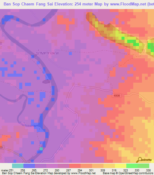 Ban Sop Chaem Fang Sai,Thailand Elevation Map