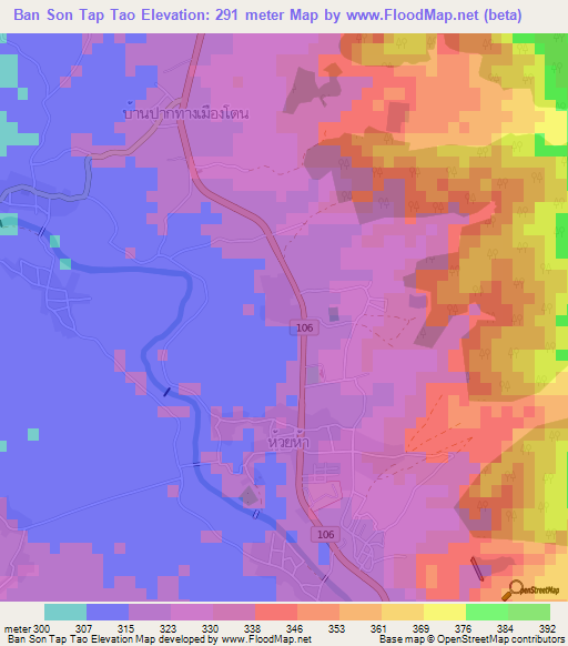 Ban Son Tap Tao,Thailand Elevation Map
