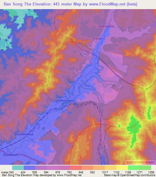Ban Song Tha,Thailand Elevation Map
