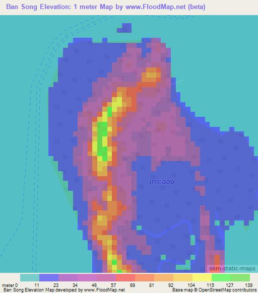 Ban Song,Thailand Elevation Map