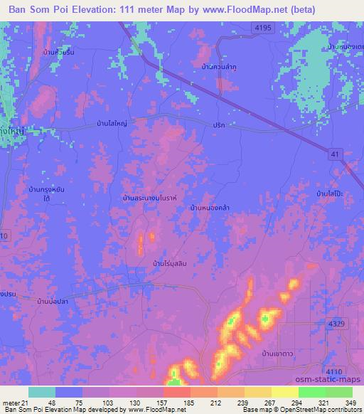 Ban Som Poi,Thailand Elevation Map