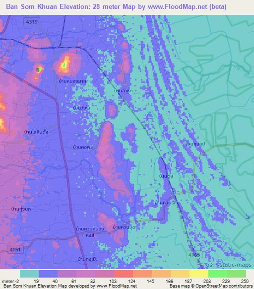 Ban Som Khuan,Thailand Elevation Map