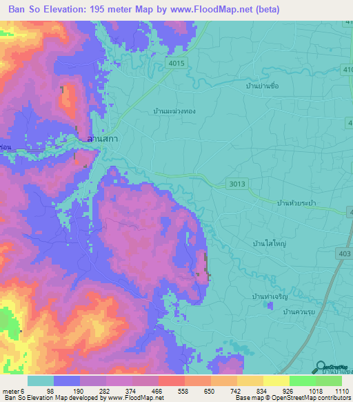 Ban So,Thailand Elevation Map