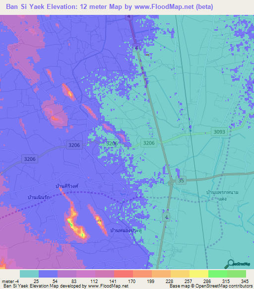 Ban Si Yaek,Thailand Elevation Map