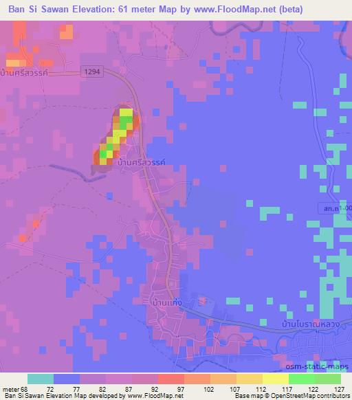 Ban Si Sawan,Thailand Elevation Map