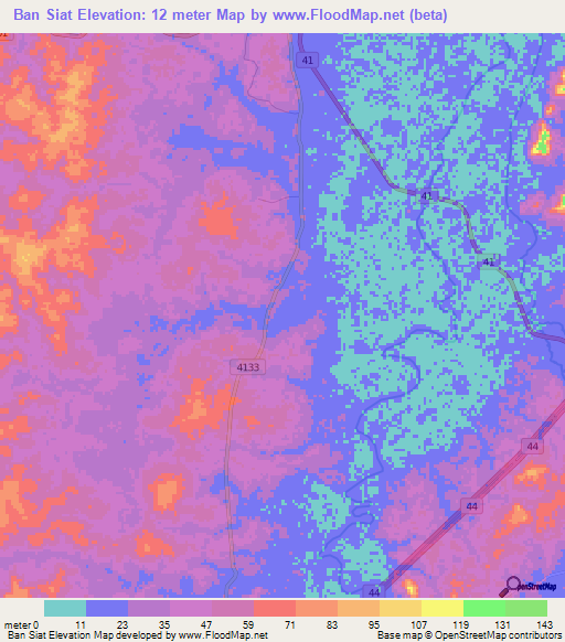 Ban Siat,Thailand Elevation Map
