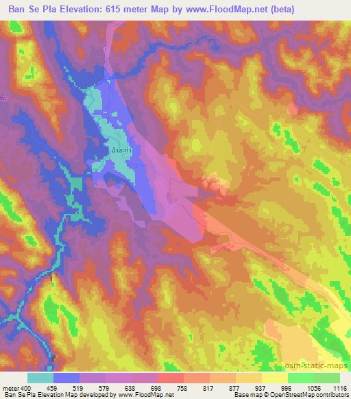 Ban Se Pla,Thailand Elevation Map
