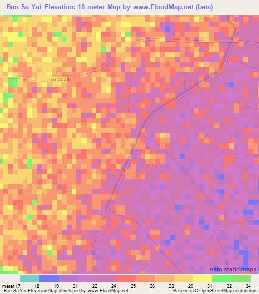 Ban Sa Yai,Thailand Elevation Map