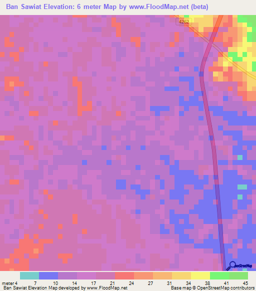 Ban Sawiat,Thailand Elevation Map