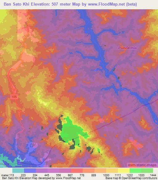 Ban Sato Khi,Thailand Elevation Map