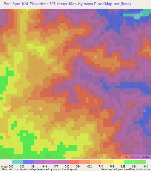 Ban Sato Khi,Thailand Elevation Map