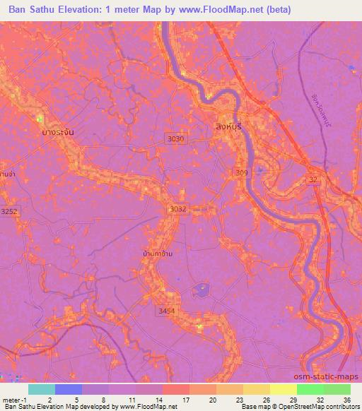 Ban Sathu,Thailand Elevation Map