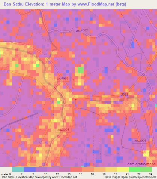 Ban Sathu,Thailand Elevation Map