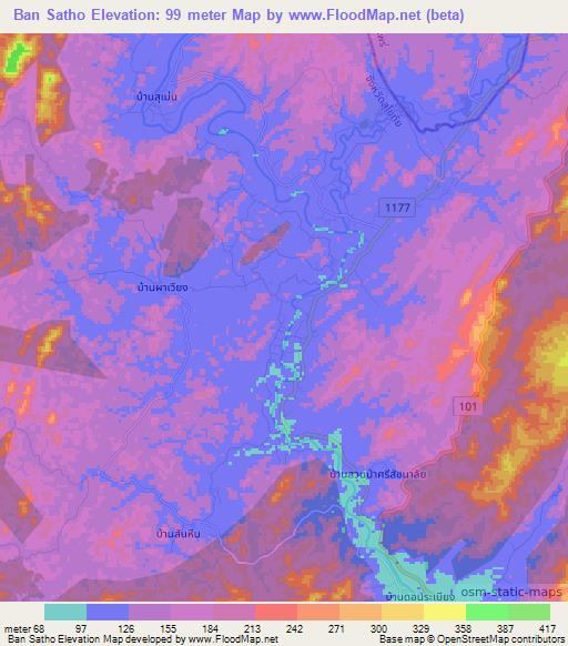Ban Satho,Thailand Elevation Map