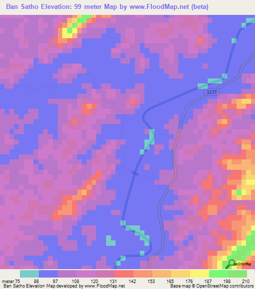 Ban Satho,Thailand Elevation Map