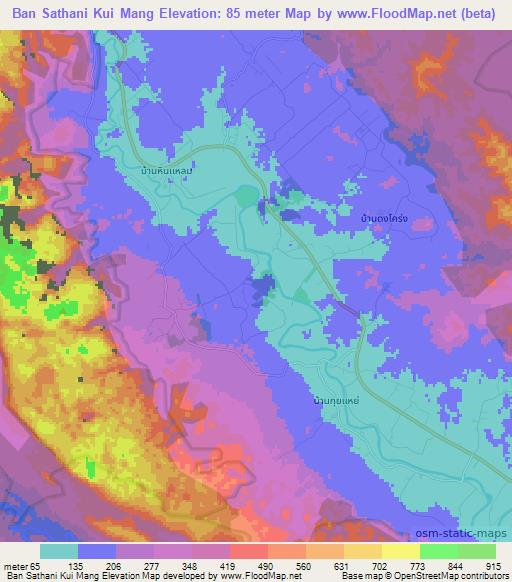 Ban Sathani Kui Mang,Thailand Elevation Map