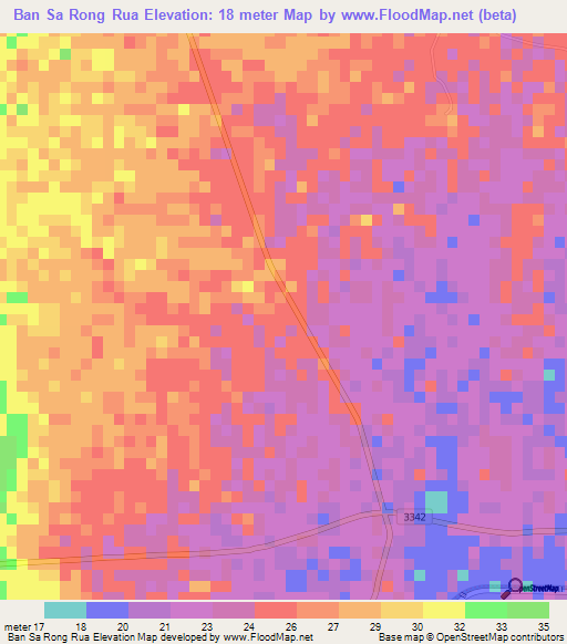 Ban Sa Rong Rua,Thailand Elevation Map