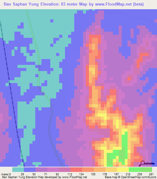 Ban Saphan Yung,Thailand Elevation Map