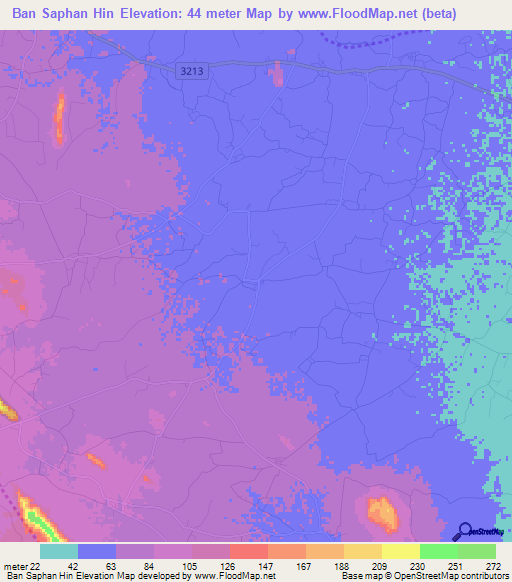 Ban Saphan Hin,Thailand Elevation Map