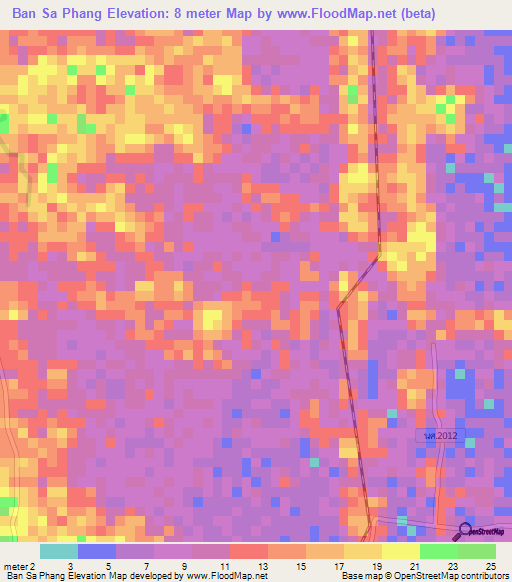 Ban Sa Phang,Thailand Elevation Map