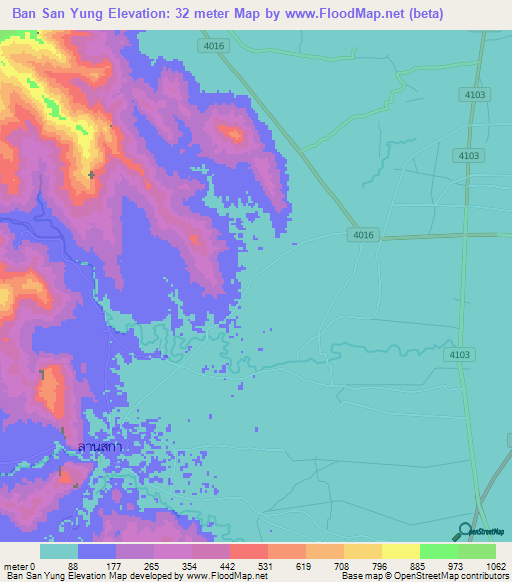 Ban San Yung,Thailand Elevation Map