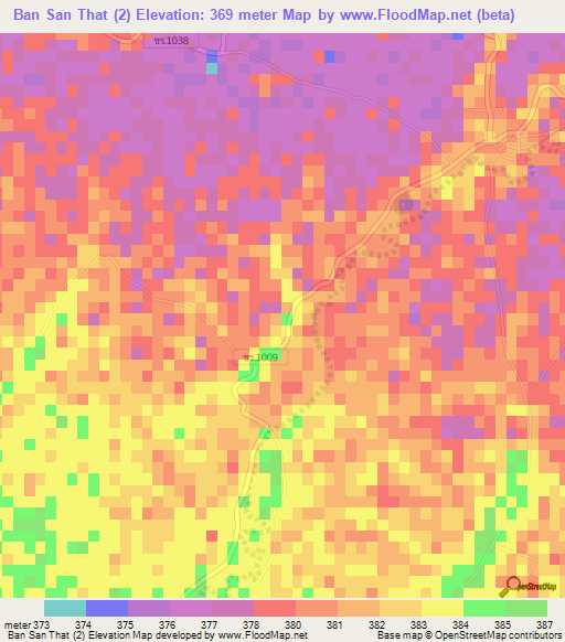 Ban San That (2),Thailand Elevation Map
