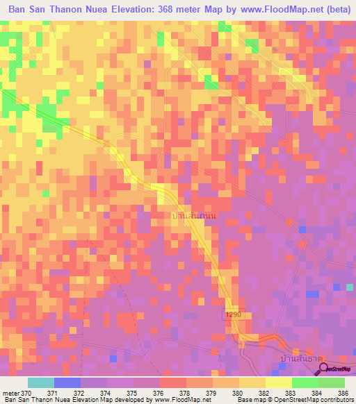 Ban San Thanon Nuea,Thailand Elevation Map