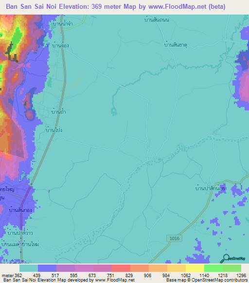 Ban San Sai Noi,Thailand Elevation Map