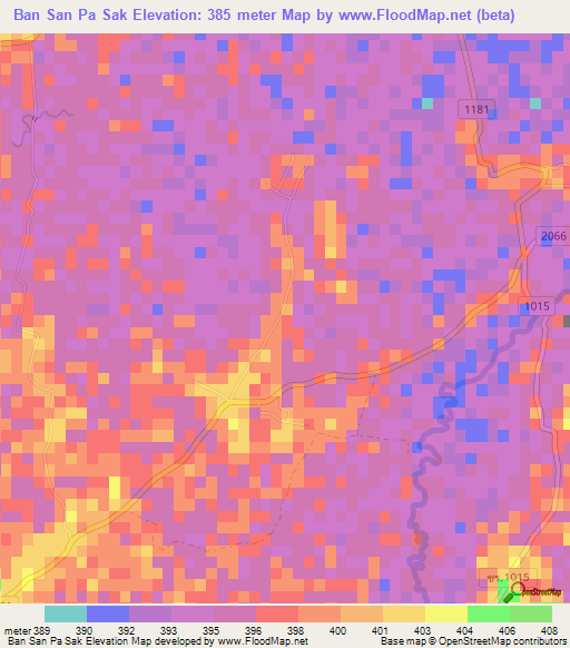 Ban San Pa Sak,Thailand Elevation Map