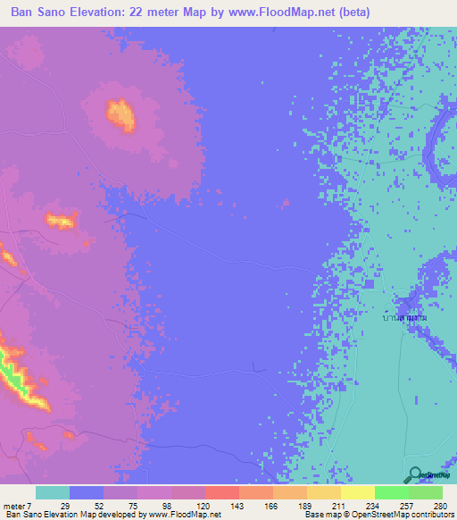 Ban Sano,Thailand Elevation Map