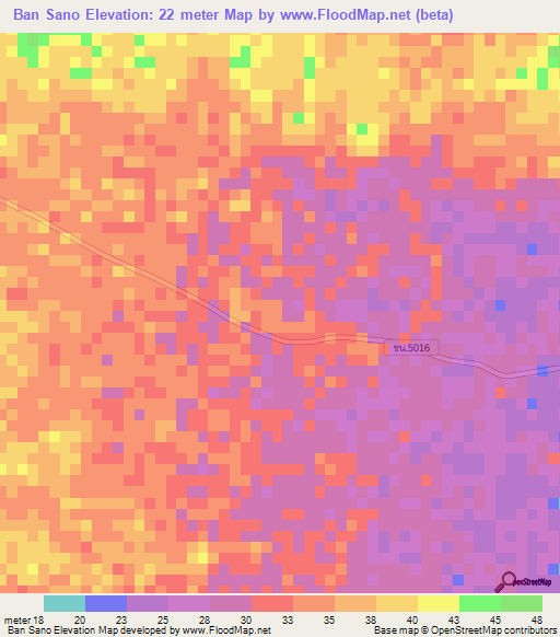 Ban Sano,Thailand Elevation Map