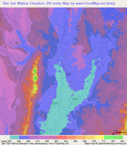 Ban San Maklua,Thailand Elevation Map