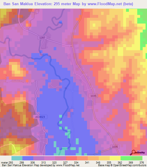 Ban San Maklua,Thailand Elevation Map
