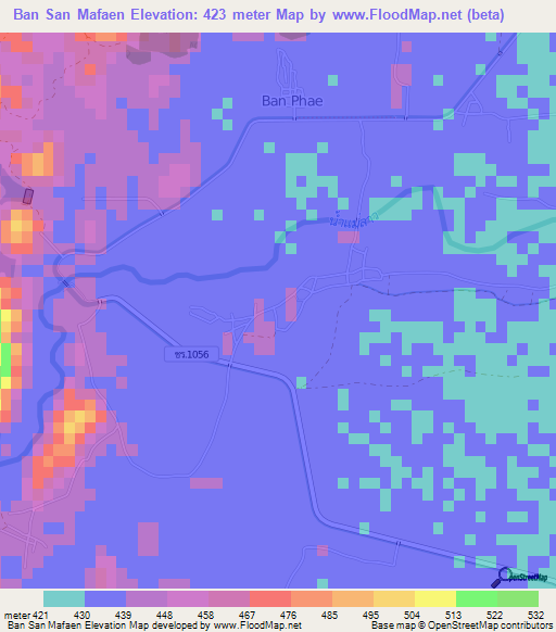 Ban San Mafaen,Thailand Elevation Map