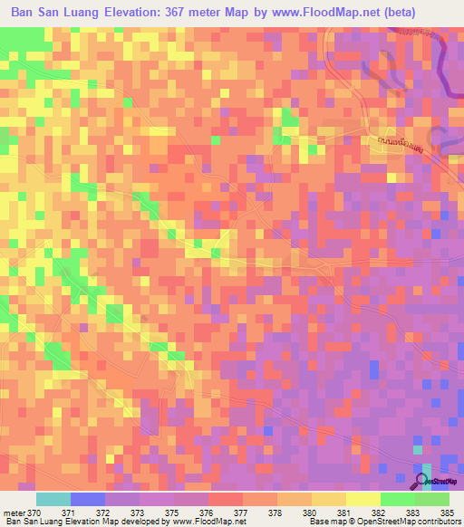 Ban San Luang,Thailand Elevation Map