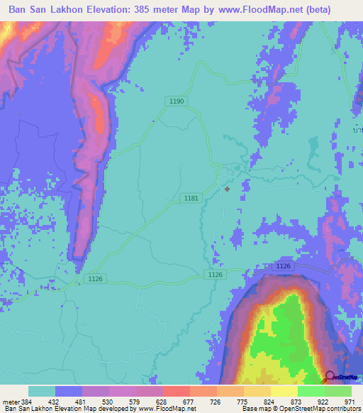 Ban San Lakhon,Thailand Elevation Map