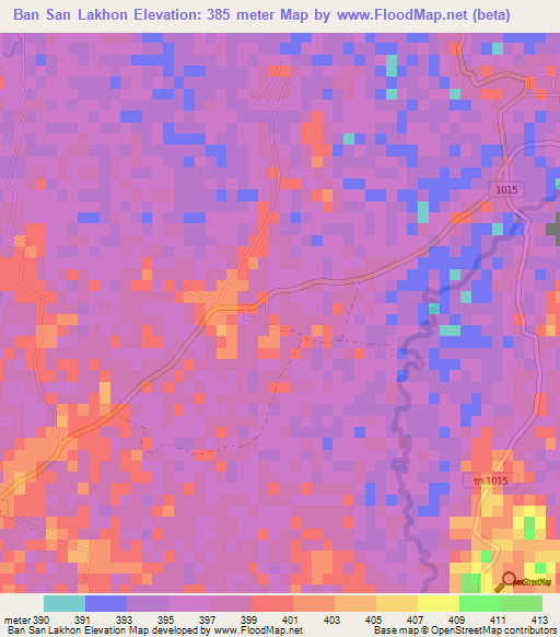 Ban San Lakhon,Thailand Elevation Map
