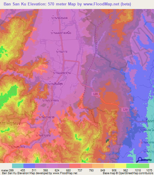 Ban San Ku,Thailand Elevation Map