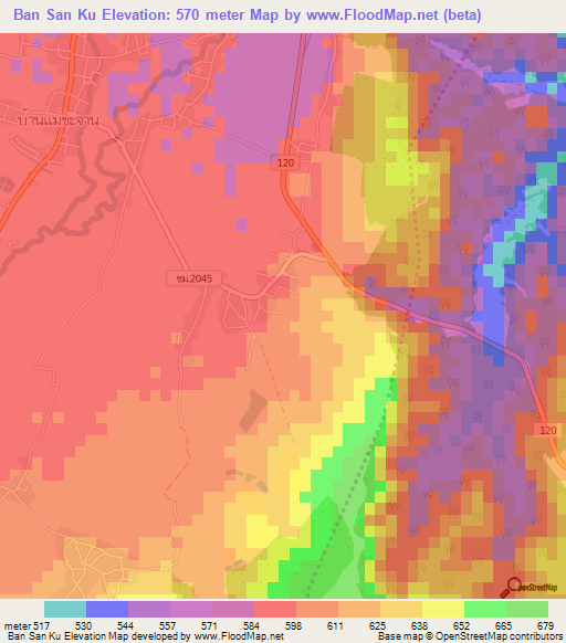 Ban San Ku,Thailand Elevation Map