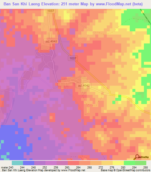 Ban San Khi Laeng,Thailand Elevation Map