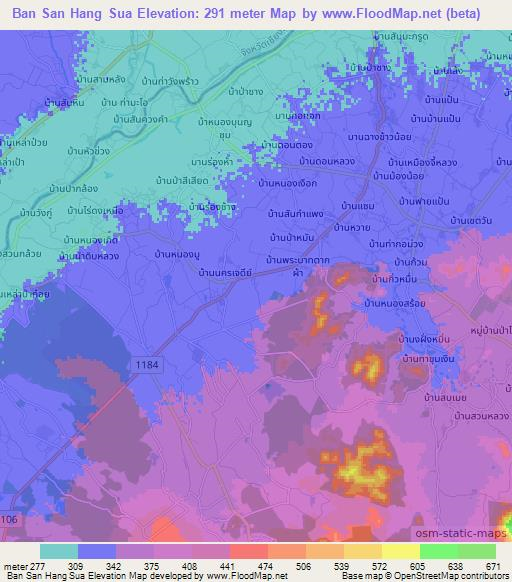 Ban San Hang Sua,Thailand Elevation Map