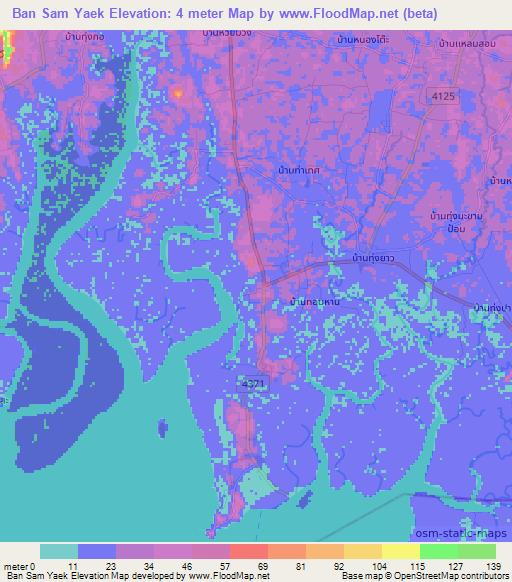 Ban Sam Yaek,Thailand Elevation Map