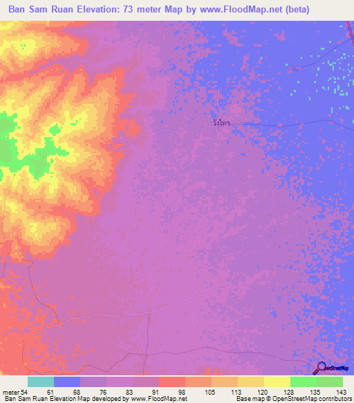Ban Sam Ruan,Thailand Elevation Map