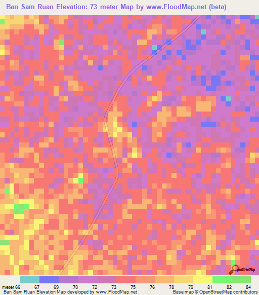 Ban Sam Ruan,Thailand Elevation Map