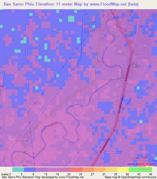 Ban Samo Phlu,Thailand Elevation Map